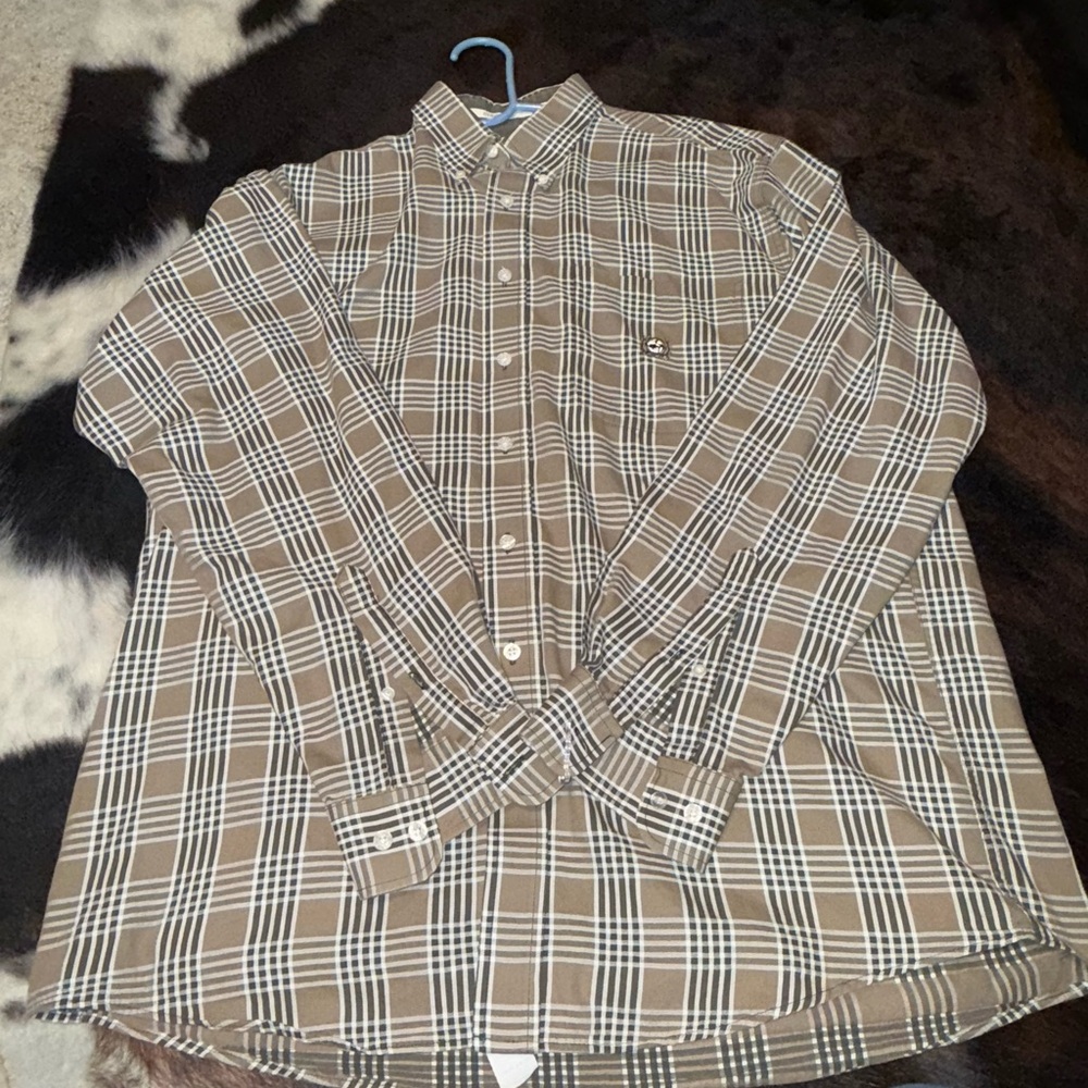 Cinch Men's Brown and White Plaid Button Down Shirt